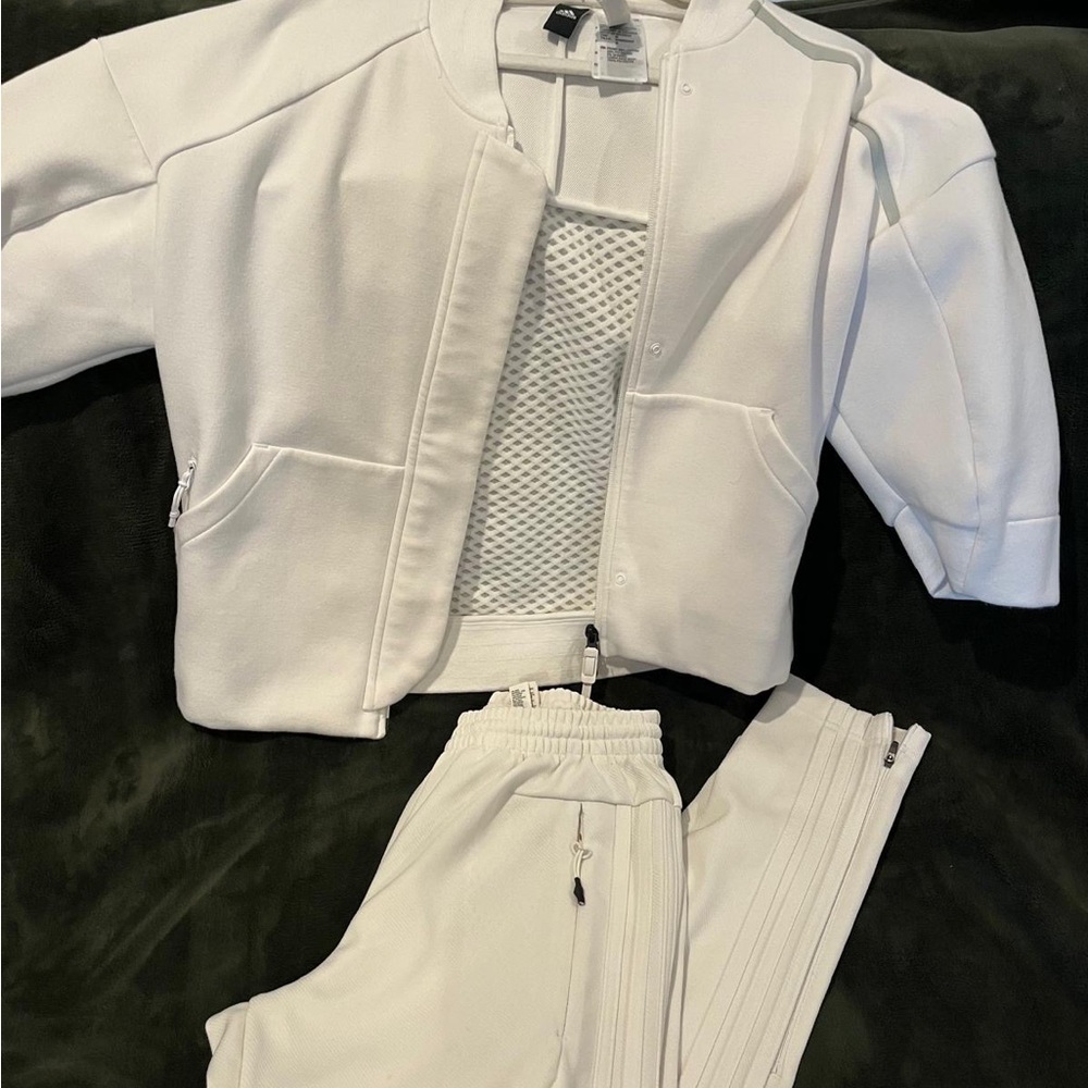 adidas Women's White Track Pants & Jacket Set